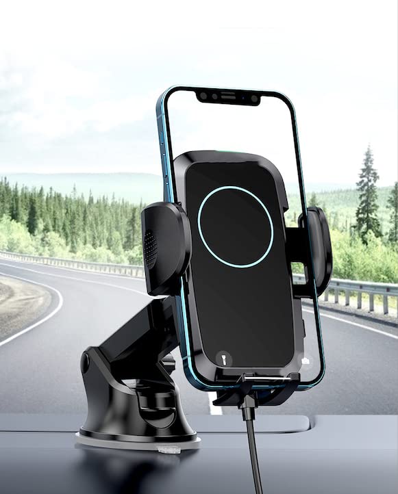  [AUSTRALIA] - Hand Control (Manual Clamping) Wireless Car Charger, 15W Fast Charging Phone Holder for iPhone 14 13 12 11 Pro Max Xs, Galaxy S23 Ultra S22 S21 S20 Note 9, Suction Cup, Air Vent Mount