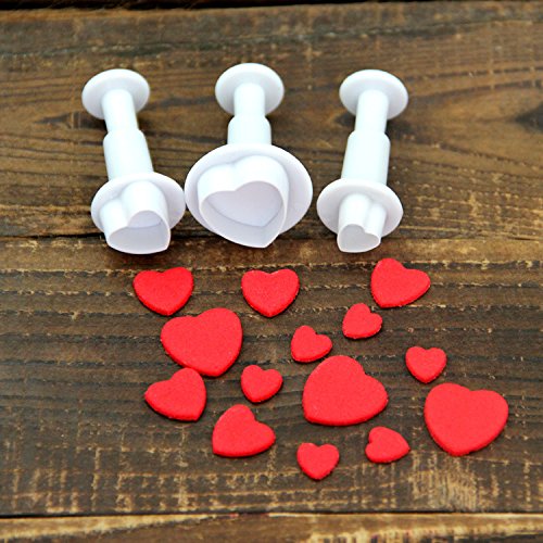  [AUSTRALIA] - Cookie Cutters,Plunger Cutter Cake Decorating Supplies Fondant Molds,16 Pcs,Heart/Square/Oval/Circular/Star,White,Dadam