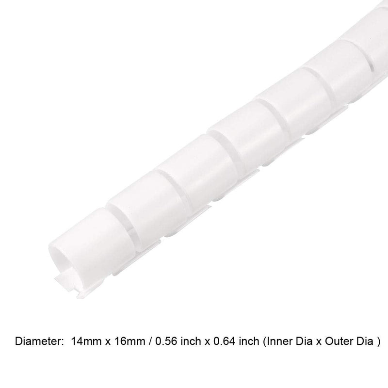  [AUSTRALIA] - uxcell Flexible Spiral Tube Wrap Cable Management Sleeve 14mmx16mm Computer Wire Manage Cord 3 Meters Length White