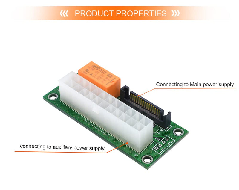  [AUSTRALIA] - 2PCS Dual PSU Adapter ATX 24Pin to 4Pin Power Sync Starter Card ADD2PSU Extension Cable Converter ADD2PSU Riser Adapter Extender (SATA to 24Pin) SATA to 24Pin