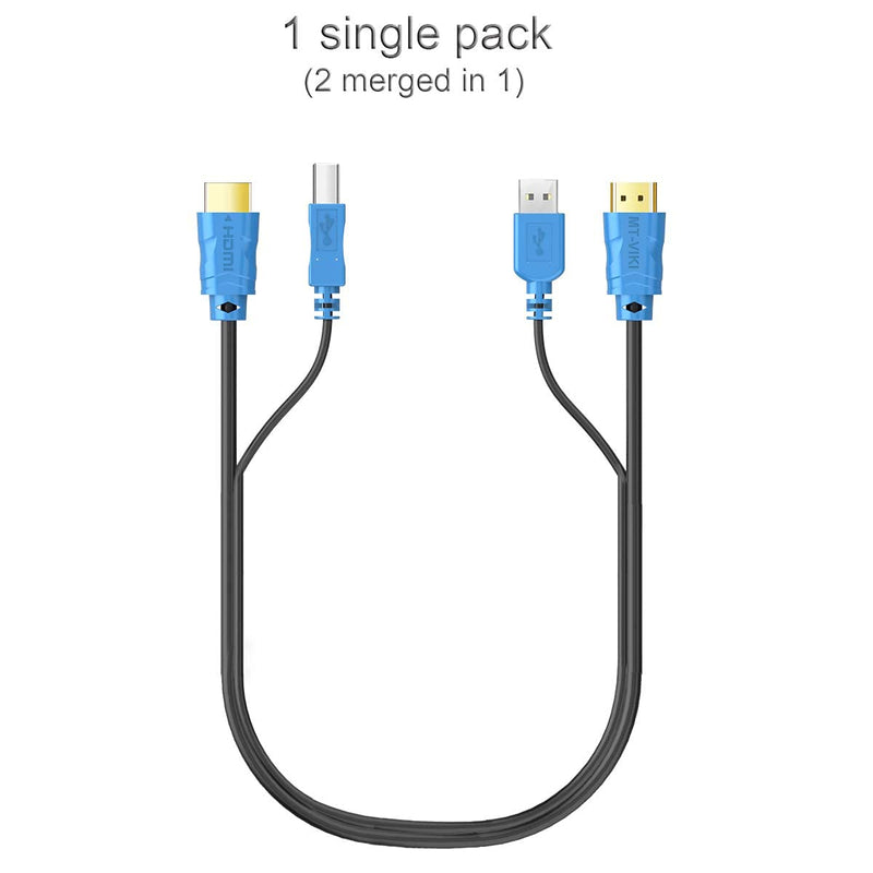  [AUSTRALIA] - 2 Packs USB HDMI KVM Cable 10ft 4K HDMI USB A to HDMI USB B Twin Cord for Standard KVM Switch 10ft