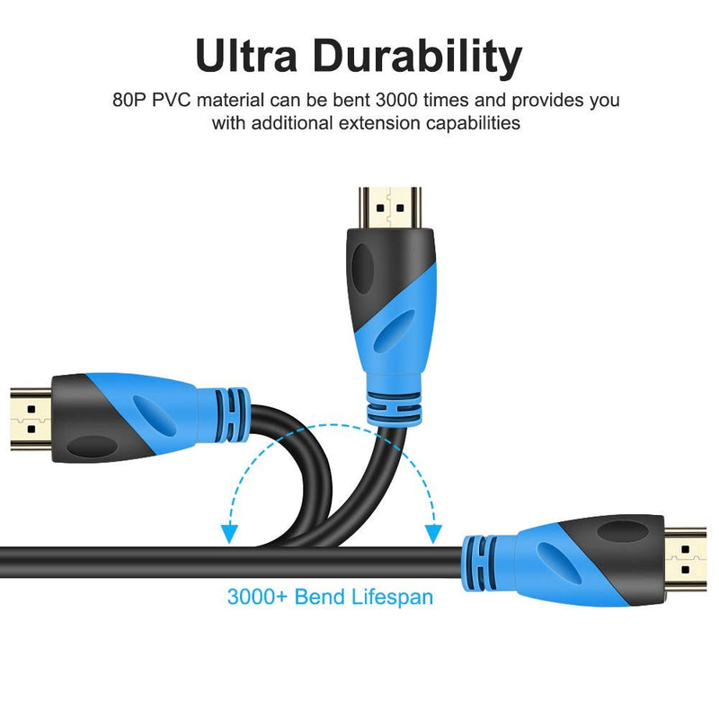 4K HDMI Cable - Rommisie 5 FT(HDMI 2.0,18Gbps) Ultra High Speed Gold Plated Connectors,Ethernet Audio Return,Video 4K,HD 1080p FullHD UHD 3D Compatible With Xbox Playstation Arc PS3 PS4 PS9 PC HDTV 5FT Blue - LeoForward Australia