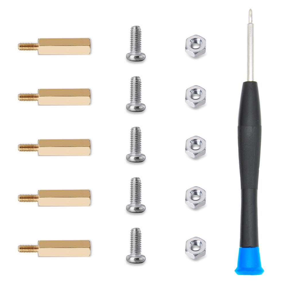  [AUSTRALIA] - MMOBIEL M2 Brass Hex Nut Standoff Space Pillar and PC Screw M2 SSD Mounting Kit for M2 Drives Asus Motherboard M2 Screw + Hew Nut Stand Off Spacer (5 Sets) incl Screwdriver