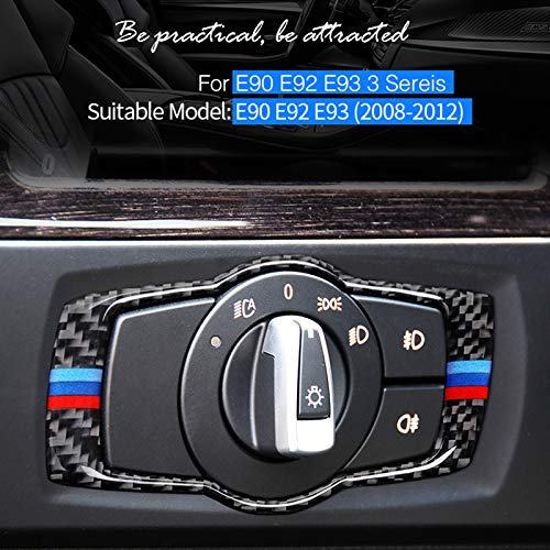for BMW E90 E92 E93 2008-2012 325i 328i 335i 3 Series Interior Carbon Fiber Headlight Switch Buttons Cover Trim Car Styling Stickers (with 3 Colors) With 3 Colors - LeoForward Australia