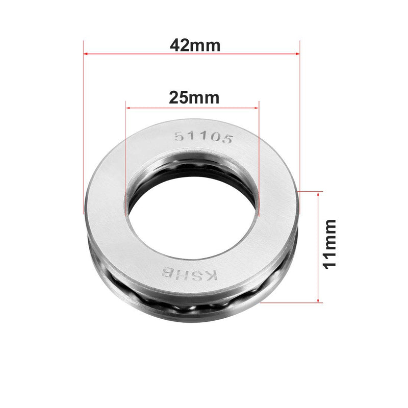  [AUSTRALIA] - uxcell 51105 Thrust Ball Bearings 25mm x 42mm x 11mm Chrome Steel ABEC3 Single Row Roller 3pcs