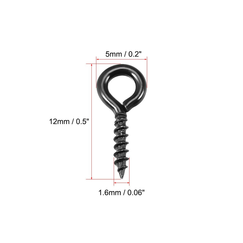 uxcell 0.06"x0.5" Screw Eye Hooks Self Tapping Screws Screw-in Hanger Eye-Shape Ring Hooks Black 200pcs 0.5" - LeoForward Australia