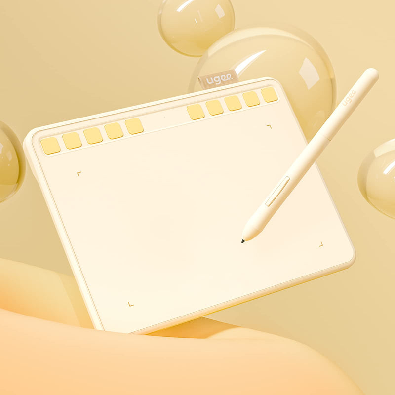  [AUSTRALIA] - UGEE Drawing Tablet with 10 Hot Keys,6.5x4 Inch Graphic Tablet,8192 Levels Battery-Free Stylus 60°Tilt Function Drawing Pad for Computer,Mac,Windows,Android OSU Art Tablet,Paint,Design,Online Teaching beige