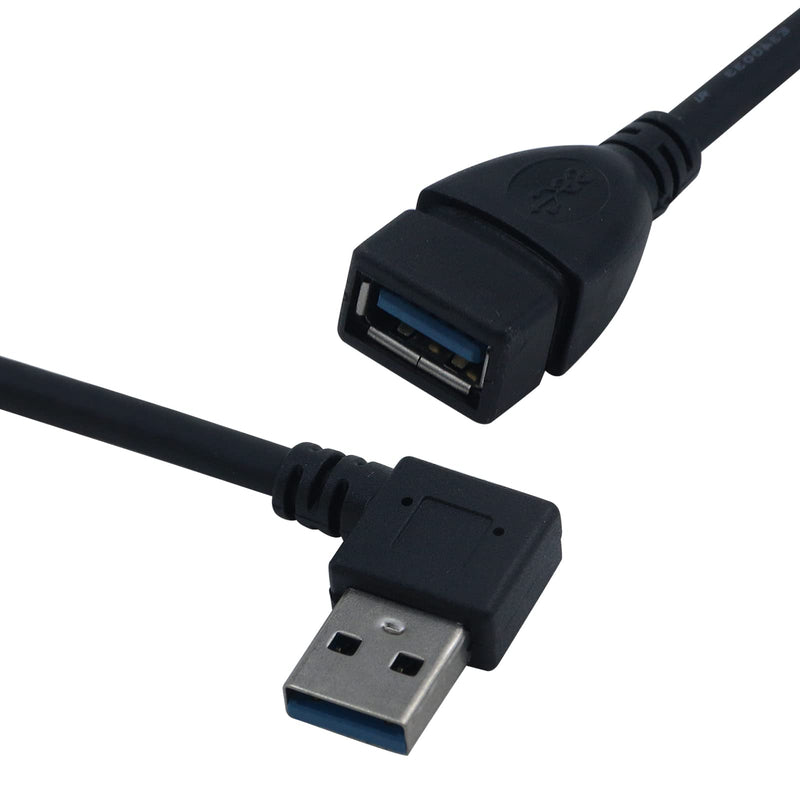  [AUSTRALIA] - Antrader USB 3.0 Type A 90 Degree Male to Straight Female Data Converter Adapter Cable Black Left & Right 2 Pairs Usb Cable Left + Right