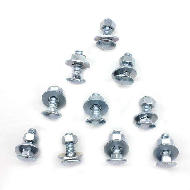  [AUSTRALIA] - (10 pc)3/8-16 x 1" Long Square-Neck Carriage Bolts Set w/Nuts & Washers,Zinc-Plated,Carbon Steel Grade 2,by Fullerkreg (10 pc)3/8 x 1"