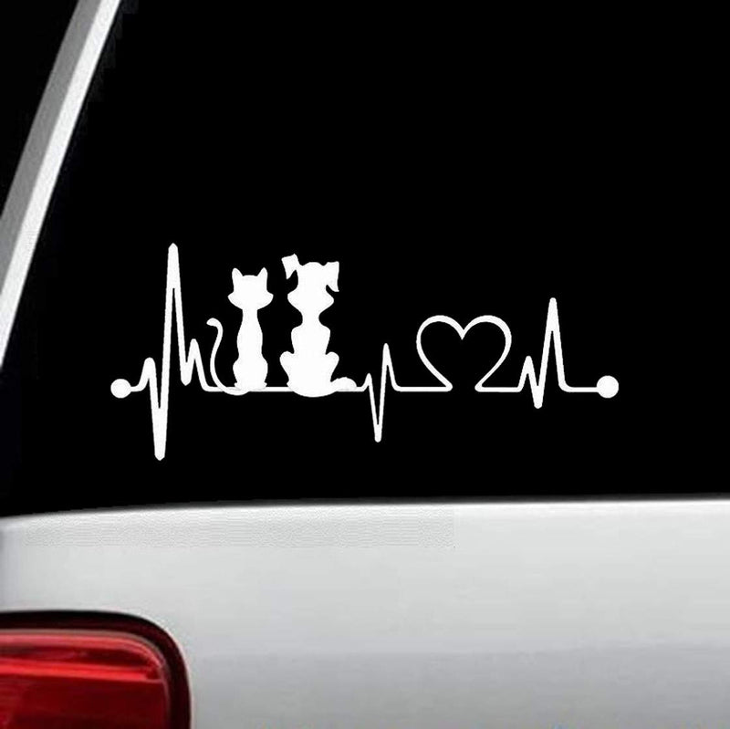  [AUSTRALIA] - Bluegrass Decals Dog Cat My Kids Heartbeat Lifeline Monitor Decal Sticker (White, 7.5")