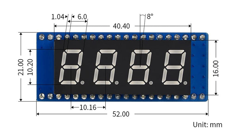  [AUSTRALIA] - 4-Digit 8-Segment Display Module for Raspberry Pi Pico Series, Based on 74HC595 Driver SPI-Compatible Direct Connect