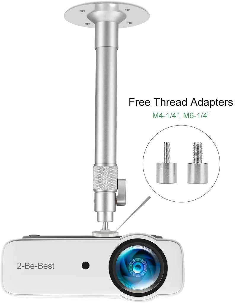 [AUSTRALIA] - Upgraded Projector Mount,12-24in / 30-60cm Universal Projector Ceiling Mount Extendable Projector Wall Mount Adjustable Angle 360° Rotation Drop Ceiling Projector Mount Silver 12-24 in