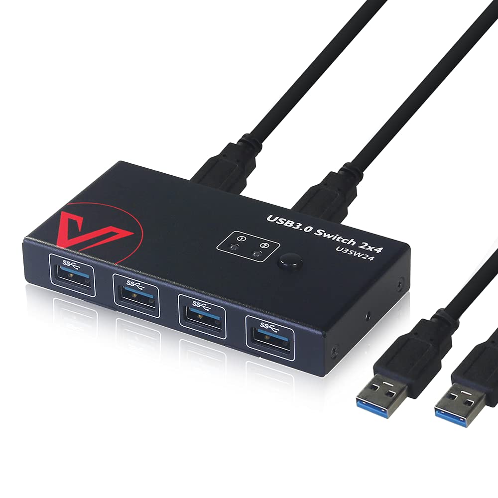  [AUSTRALIA] - USB 3.0 Switch 2 Computers Sharing 4 USB Devices, KVM Switch USB Hub for Keyboard Mouse Printer Scanner U-Disk, Hard Drives, Headsets, KVM Console Box for Mac/Windows/Linux