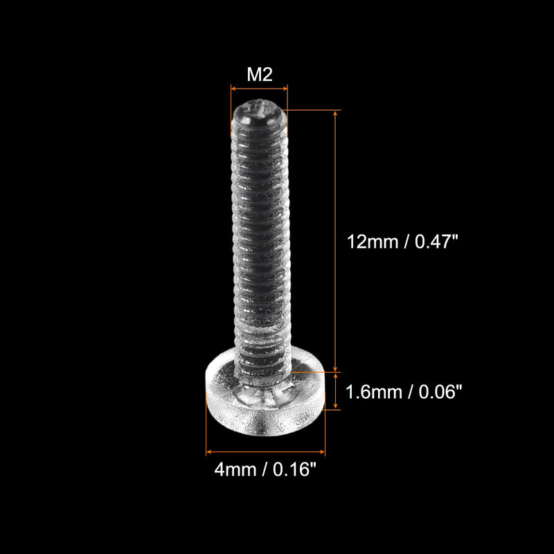  [AUSTRALIA] - uxcell M2x12mm Plastic Phillips Bolts 50pcs PC Pan Head Machine Screws Transparent