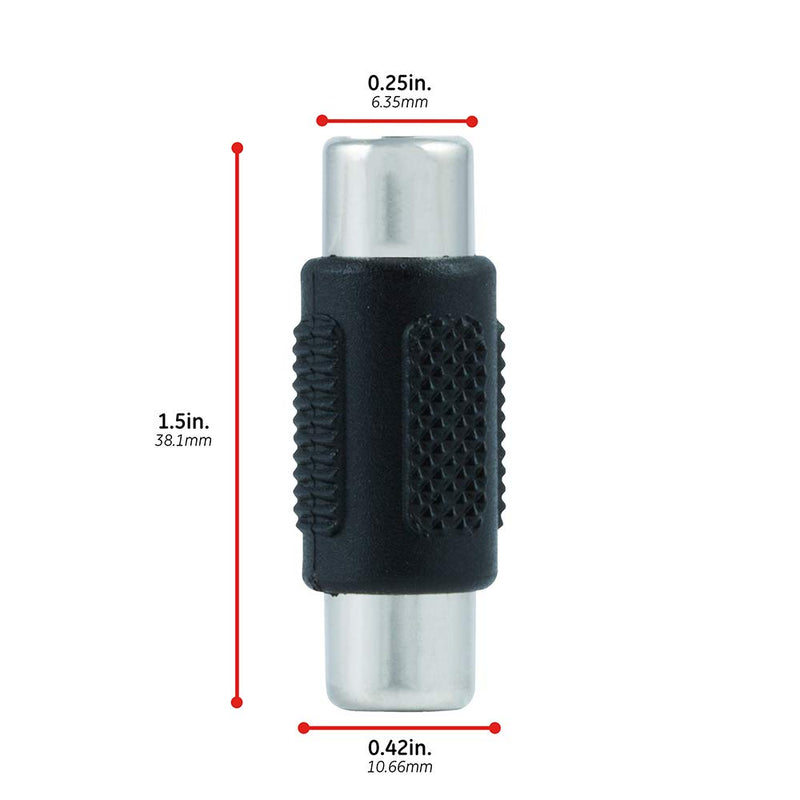  [AUSTRALIA] - GE 2-Pack RCA Coupler Adapter, Female-to-Female, Audio Video RCA Cable Connectors, Composite Component Extender Barrel, Connect Cables to Extend Length and Reach, 33617 2 Pack