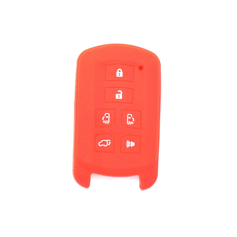  [AUSTRALIA] - WFMJ 2Pcs Black Red Silicone Smart 6 Buttons Remote Key Case Cover Chain for 2011-2017 Toyota Sienna 4