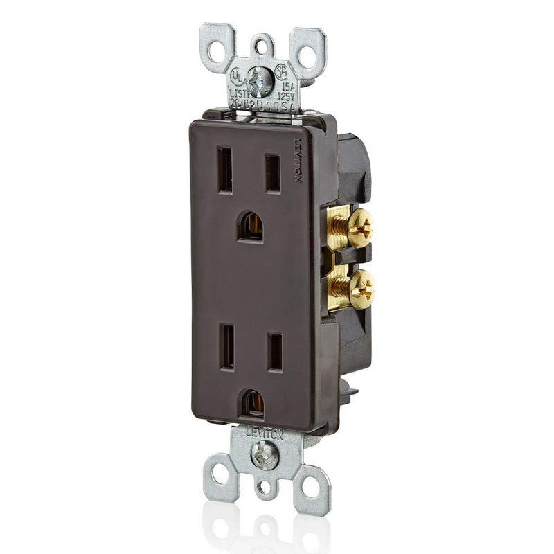  [AUSTRALIA] - Leviton 5325 15 Amp, 125 Volt, Decora Duplex Receptacle, Residential Grade, Grounding, Brown 1 Count