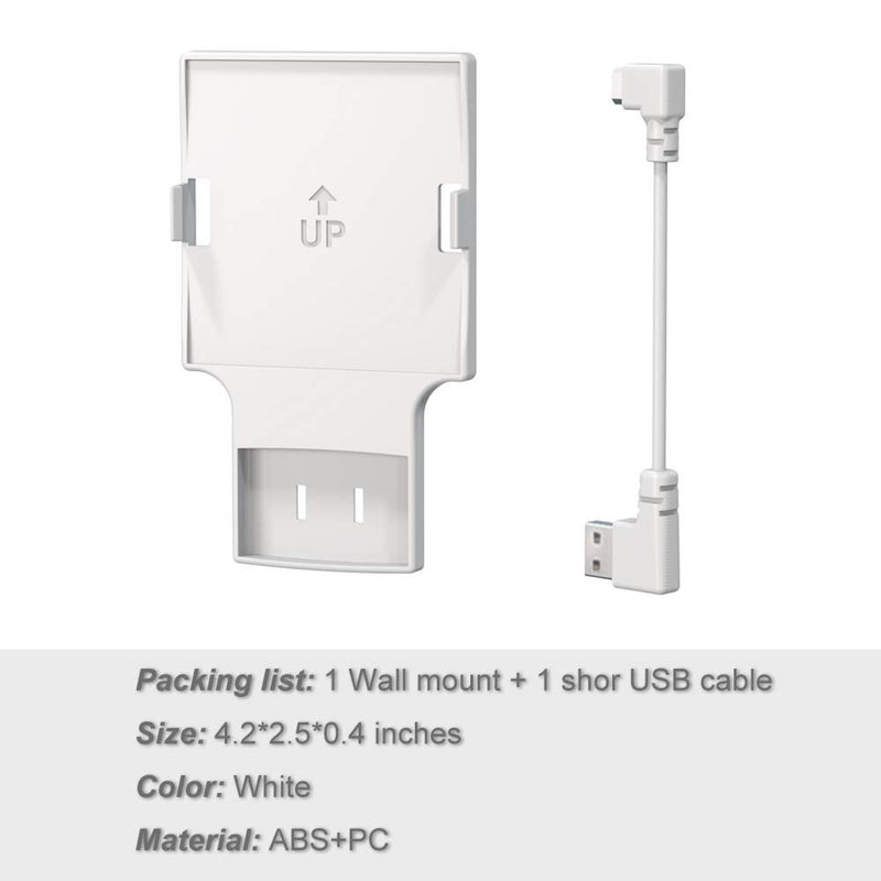  [AUSTRALIA] - Outlet Mount for Ring Bridge, No Drilling and Speace Saving Wall Mount Holder with Short Cable for Ring Smart Lighting Bridge (1 Pack) 1 Pack White