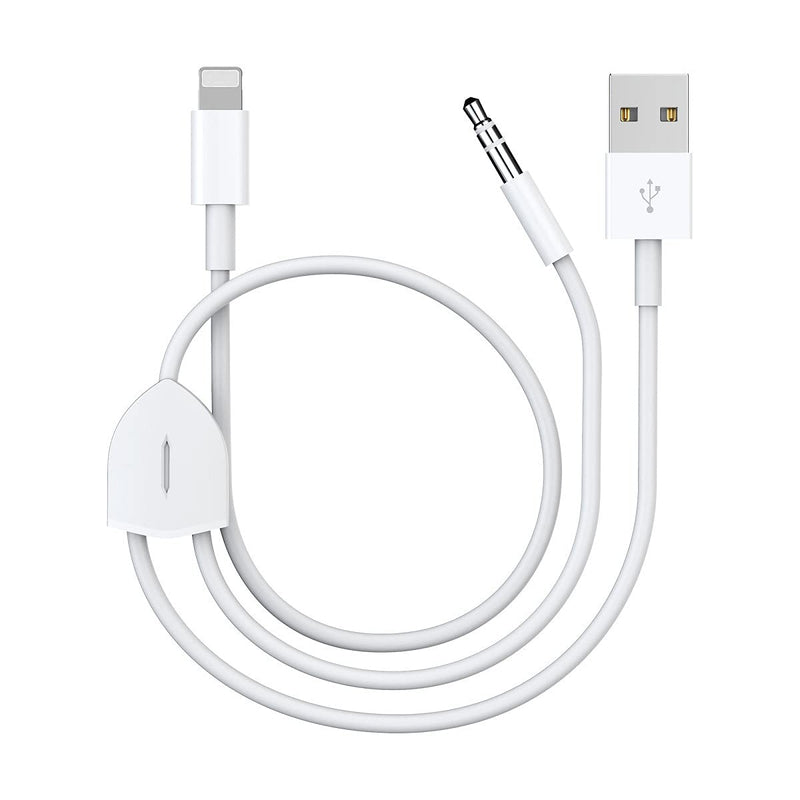  [AUSTRALIA] - [Upgraded] Aux Cord for iPhone, Lightning to 3.5mm Aux Cord 2in1 Audio Charging Cable Compatible with iPhone 13 12 11 XS XR X iPad All iOS Version, Supports Car Stereo/Speakers/Headphone 3.94Ft White