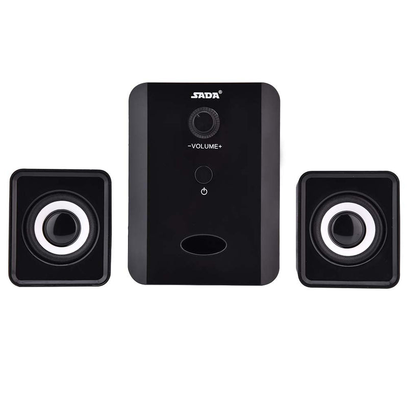  [AUSTRALIA] - Portable Mini Computer Speakers, Wired Subwoofer Combination Speaker - 3D Stereo Bass Speaker Fits for Computer Laptop TV and Other Audio Devices with USB(Black) Black