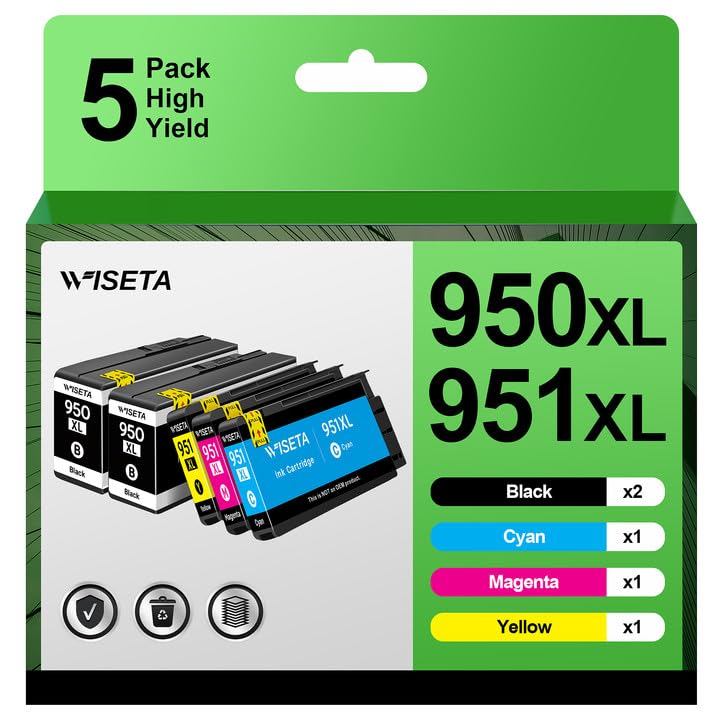  [AUSTRALIA] - 950XL 951XL Ink Cartridges Combo Pack Compatible Ink Cartridge Replacement for HP 950 951 XL for OfficeJet Pro 8100 8600 8610 8615 8625 8640 251DW 276DW 271DW (2 Black, 1 Cyan, 1 Magenta, 1 Yellow)