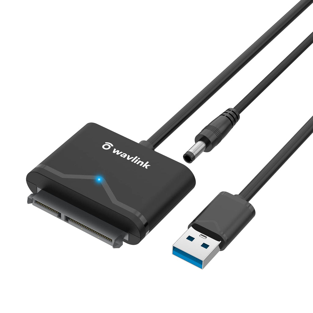  [AUSTRALIA] - Wavlink USB3.0 to SATA 3 Hard Drive Cable Adapter, SATA to USB A 5Gbps Adapter Cable, External Hard Drive Connector Converter to USB for 2.5 inch 3.5 inch HDD SSD Data - Include 12V/2A Power Adapter 2.5/3.5 inch HDD SSD Data+Power Adapter