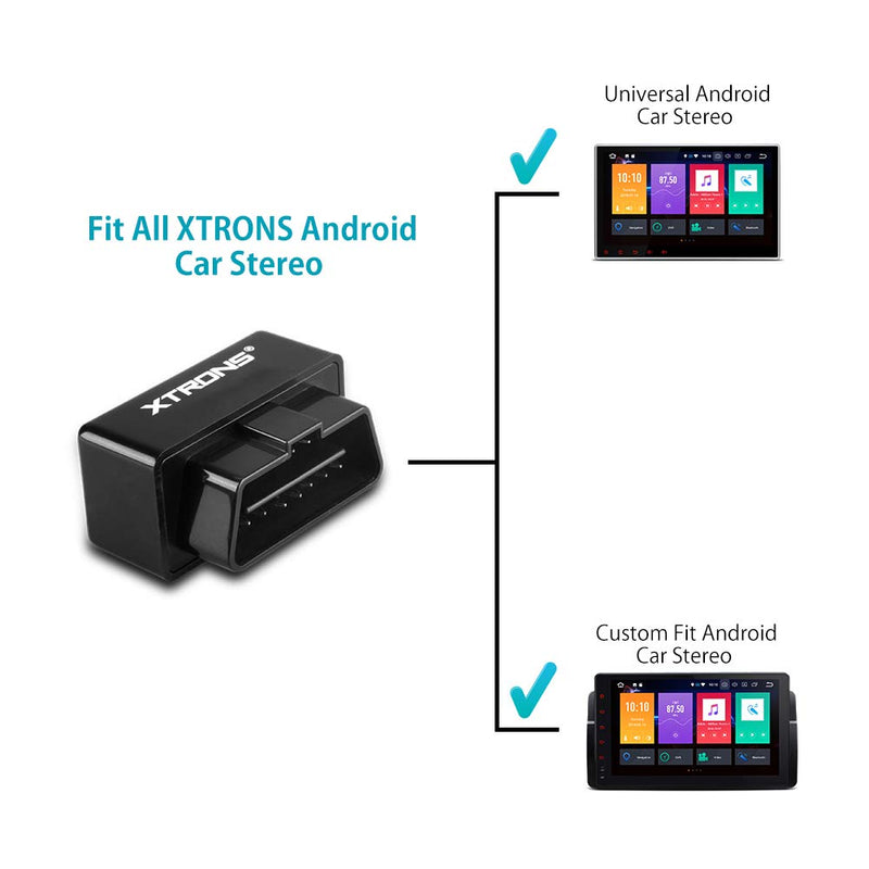 XTRONS Wireless Bluetooth OBD2 Android OBDII Car Auto Diagnostic Scanner Tool Torque Special for All Xtrons Android Car Stereo (TSD100L TQ109P TBX104) Supports Ford Cadillac Lexus VW Porsche BMW OBD02 - LeoForward Australia
