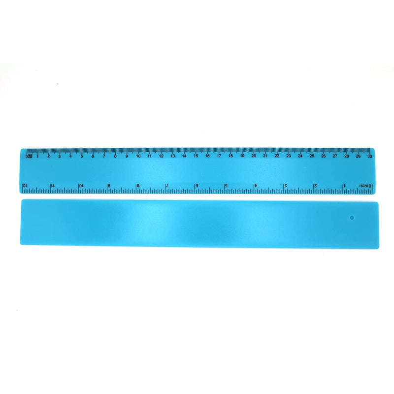  [AUSTRALIA] - 2 Packs of Kyweel Plastic Ruler Measuring Tools, Suitable for Schools, Offices, Homes, with Inches and Metric (Blue, 12 Inches,) …