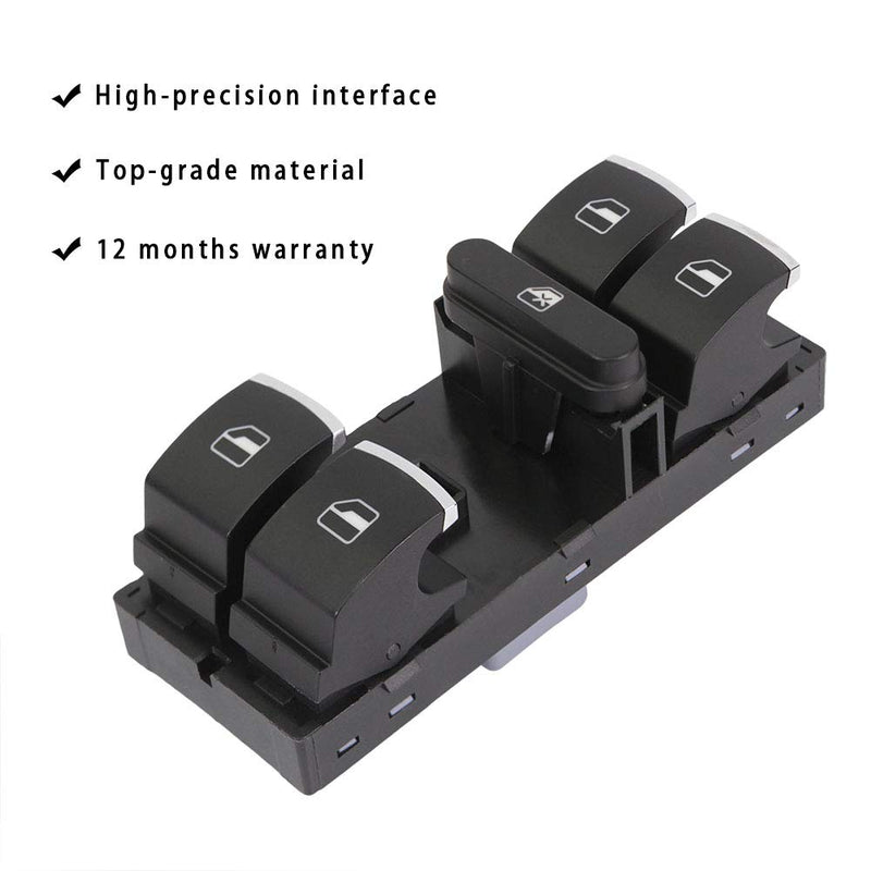 ZBN Power Window Control Switch Front Left (Driver Side) Fits 5ND959857 Compatible with Volkswagen VW Golf Jetta Passat Tiguan Touran CC Polo Amarok Rabbit GTI R32 Caddy Touareg - LeoForward Australia