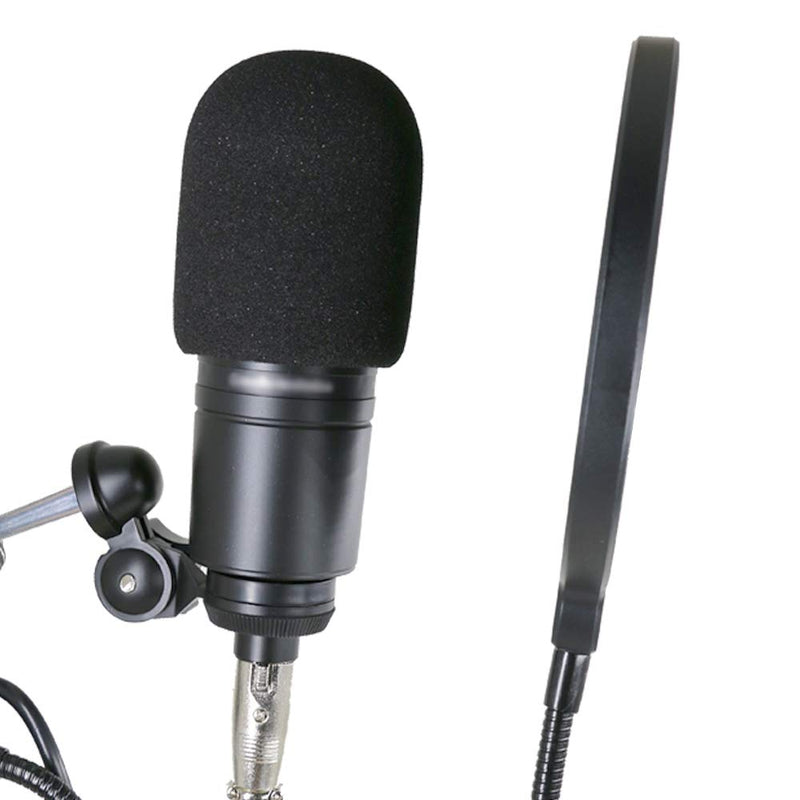  [AUSTRALIA] - YOUSHARES Audiotechnica AT2020 Foam Mic Windscreen - 2 Pack Large Size Microphone Cover Pop Filter for Audio Technica AT2020 and Other Large Microphones (Black) 2 Pack Foam