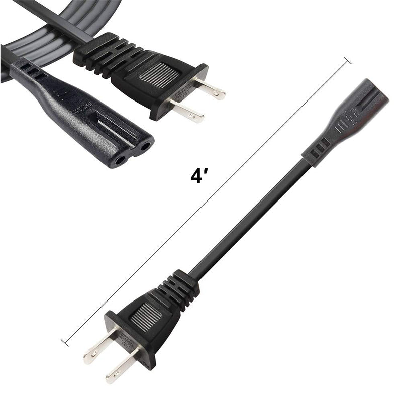 2Pin AC Power Cable Cord 2 Prong Charge Adapter PC Laptop PS2 PS3 Slim Rounded Power Cable Universal Power Cable Electrical Cable - LeoForward Australia
