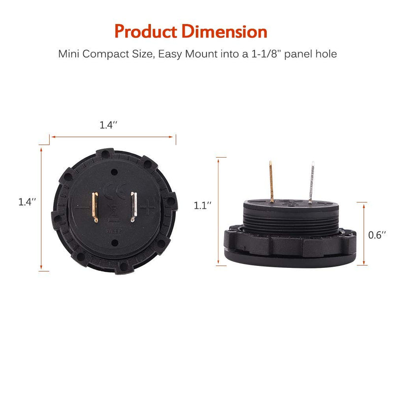  [AUSTRALIA] - MICTUNING J0001L DC 12V LED Display Voltmeter Waterproof for Boat Marine Vehicle Motorcycle Truck ATV UTV Car Camper Caravan Red Digital Round Panel