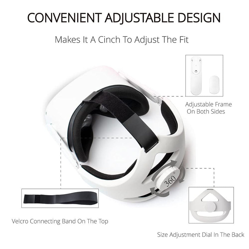  [AUSTRALIA] - SINWEVR Adjustable Head Strap Compatible for Quest 2 VR Headset, Elite Strap Replacement for Enhanced Support and Comfort in VR, Durable and Lightweight(Lvory White) A-White