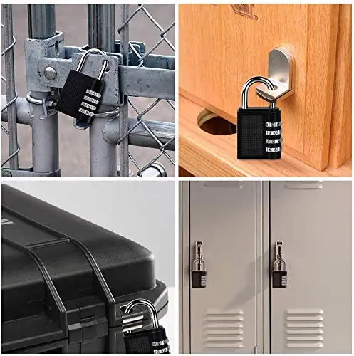  [AUSTRALIA] - Emoly 2 Pack Combination Locks Upgraded 4 Digit Outdoor Weatherproof Combination Padlock, Padlock for Gym Locker, Hasp Cabinet, Fence, Toolbox (Black) Black