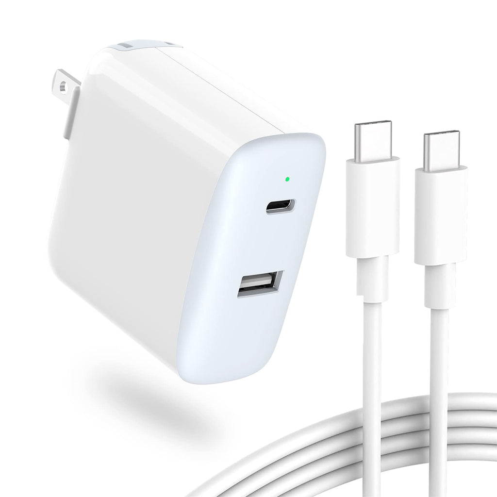  [AUSTRALIA] - 32W 2 Port with 20W USB C Fast Charger Compatible with iPad Pro 12.9 Gen 5/4/3 2021/2020/2018, Pro 11 Gen 3/2/1, New Mini 6, Air 4, Pixel 5 4 3 2 XL 3/4A 2/3/4XL，6.6ft 3A USB C to C Cord