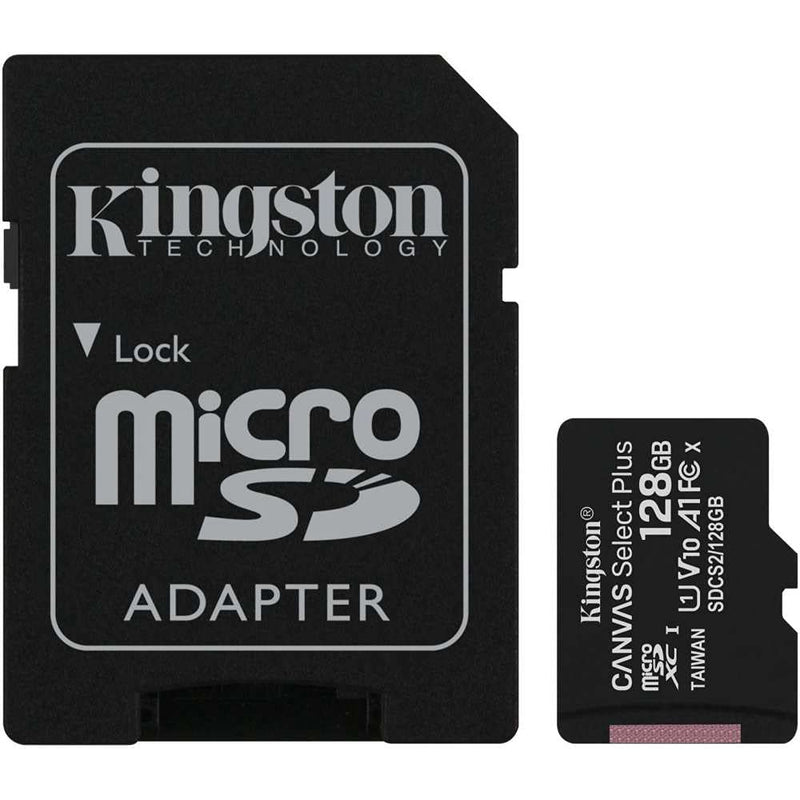  [AUSTRALIA] - Kingston 128GB microSDXC Canvas Select Plus 100MB/s Read A1 Class 10 UHS-I Memory Card + Adapter (SDCS2/128GB) microSD Card Fast (Up to 100 MB/s) Single