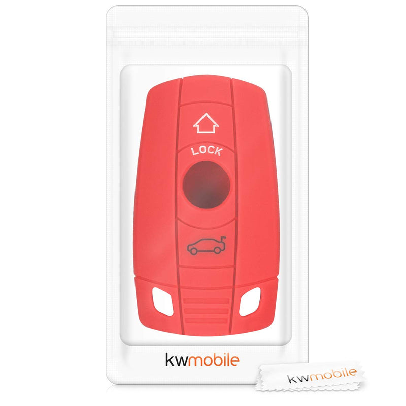 [AUSTRALIA] - kwmobile Car Key Cover for BMW - Silicone Protective Key Fob Cover for BMW 3 Button Car Key (only Keyless Go) - Red