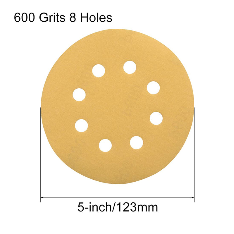  [AUSTRALIA] - uxcell 5 inch 8 Holes Sanding Discs, 600-Grits Hook and Loop Flocking Sandpaper Sand Paper for Orbital Sander 5pcs