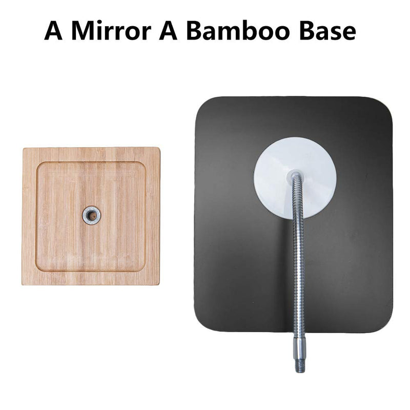  [AUSTRALIA] - YEAKE Flexible Gooseneck Bamboo Vanity Makeup Mirror,360°Rotation 8" Large Frameless Vanity Mirror Folding Portable Table Desk Mirror with Stand Bathroom Shaving Make Up Mirrors Rectangle Large (Pack of 1) Bamboo Flexible Makeup Mirror With Stand
