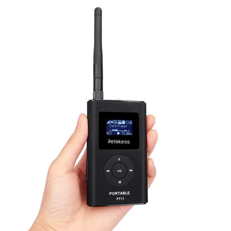  [AUSTRALIA] - Retekess FT11 FM Transmitter,Portable FM Broadcast Transmitter for Church with Microphone, Rechargeable FM Radio Stereo Station for Drive-in Movie,Parking Lot,Support TF Card AUX Input