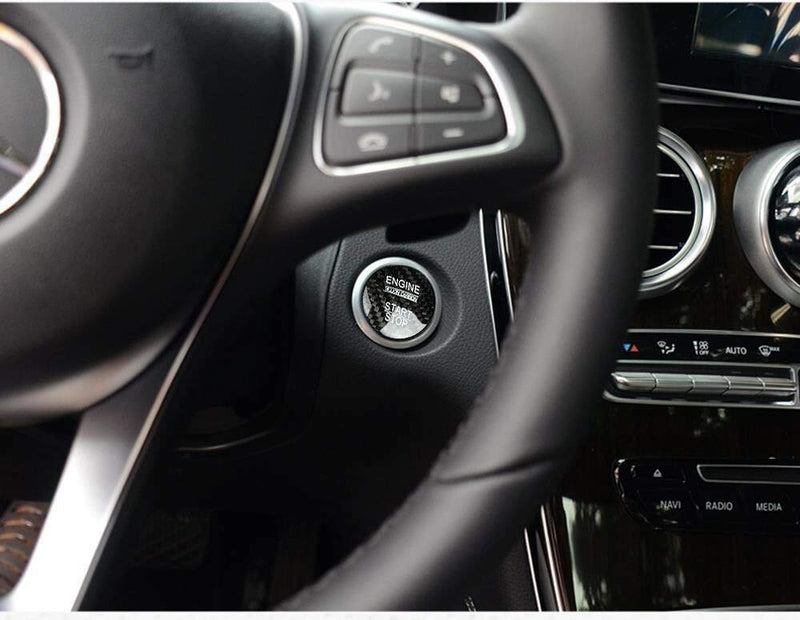 Black Carbon Fiber Engine Start Stop Button Cover Cap Trim for Mercedes-Benz C S CLA GLA GLC GLE G Class - LeoForward Australia