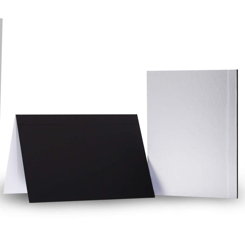  [AUSTRALIA] - BEIYANG 2 PCS 12x8 inches Light Reflector Cardboard for Photography, Double Sided White Black Silver Matte Foil Absorb Thick Reflective Paper Two Cardboard
