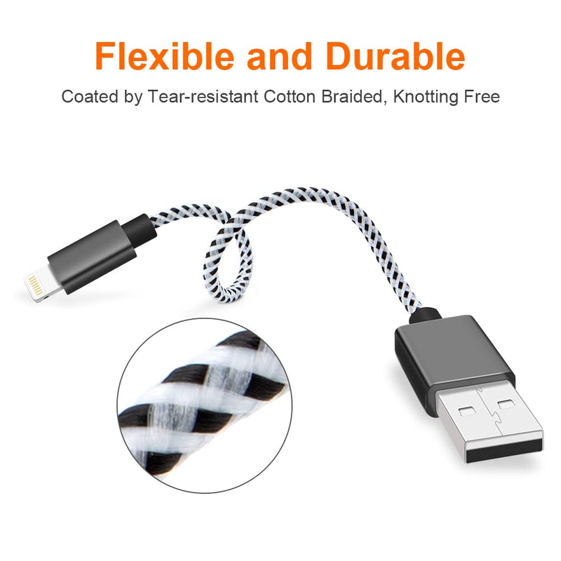  [AUSTRALIA] - CableCreation 0.5 Feet Short iPhone Charger Cable, [MFi Certified] Lightning to USB Data Sync Cord, Compatible with iPhone 14/14 Pro, AirPods Pro, iPhone 13/13 Pro/12, iPad Pro, Air, 0.15M Black&White Black + White