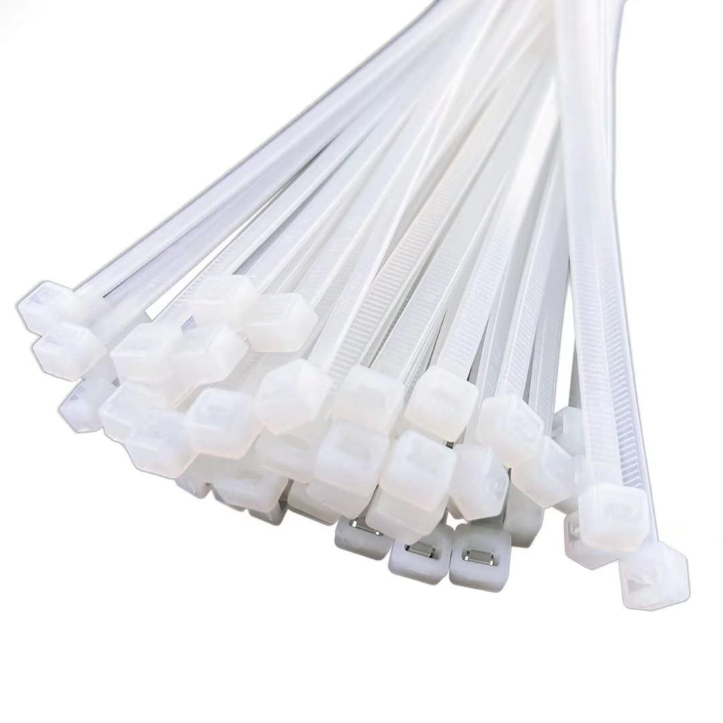  [AUSTRALIA] - 150pcs Zip Ties 12 Inch Clear Cable Plastic Ties 12in Thick Wire Tie Wraps 50 Lbs,Electrial Cord Management White 12"white150