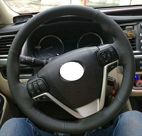  [AUSTRALIA] - Eiseng DIY Microfiber Leather Steering Wheel Cover for 2015-2020 Toyota Sienna Minivan/for 2014-2019 Toyota Highlander SUV Interior Accessories 15 inch (Microfiber Leather Black Thread) Microfiber Leather Black Thread