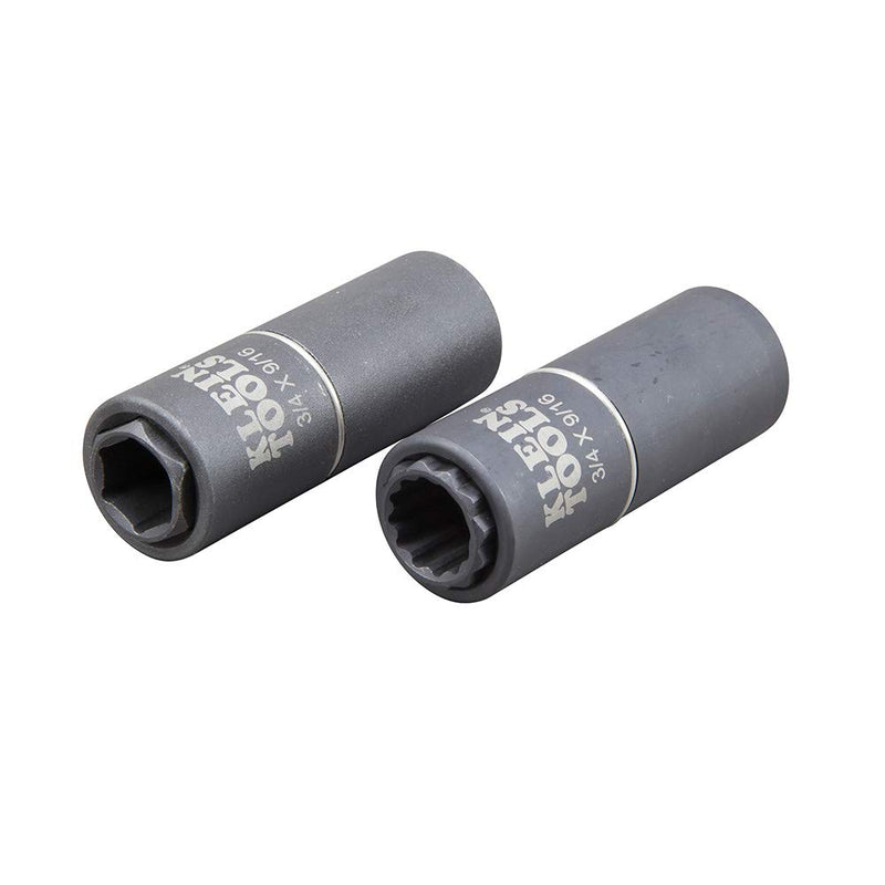  [AUSTRALIA] - Klein Tools 66001 Impact Socket Set, 2-in-1 12-Point Sockets are Coaxial Spring Loaded SAE Impact Sockets in 3/4- and 9/16-Inch Sizes