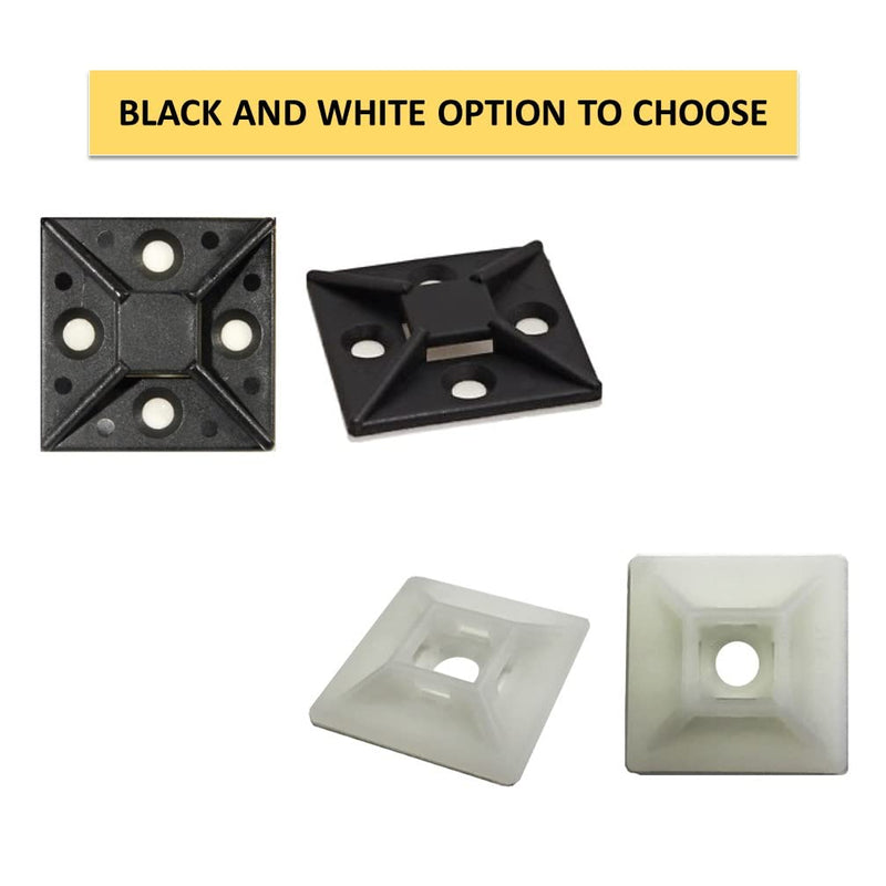  [AUSTRALIA] - Kable Kontrol Zip Tie Mounts, 1” Sq, Natural White, 100 Pcs, Adhesive Backed Multi-Purpose Mounting Squares Nylon Cable Tie Wrap Anchor Pads for Cable Management 1" Inch Square
