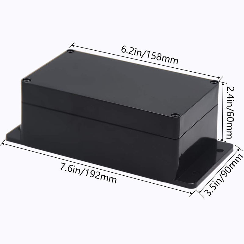  [AUSTRALIA] - Zulkit Junction Box ABS Plastic Dustproof Waterproof IP65 Universal Electrical Boxes Project Enclosure with Fixed Ear Black 6.22 x 3.54 x 2.36 inch (158 x 90 x 60 mm)(Pack of 1) 6.22'' x 3.54'' x 2.36''(Pack of 1)