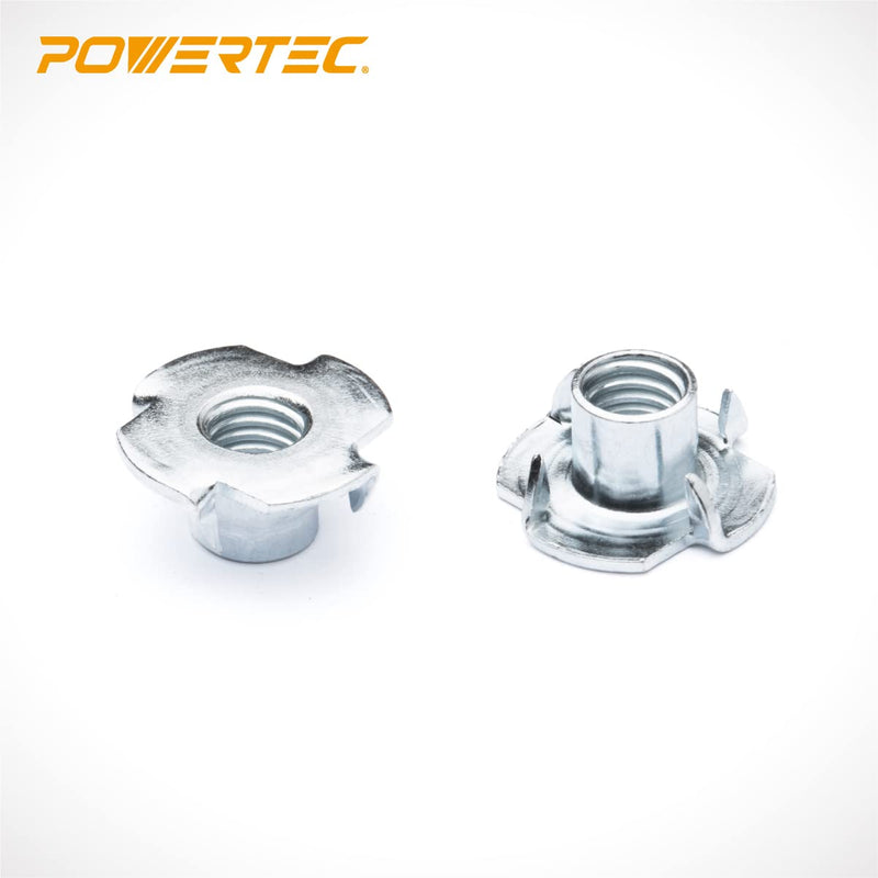  [AUSTRALIA] - POWERTEC 5/16"-18 x 5/16" QTN1111 4 T 50 Pack | Pronged Tee Nuts 5/16 Inch-18 by 5/16-Inch – Threaded Inserts for Climbing Holds and Wood Working 5/16"