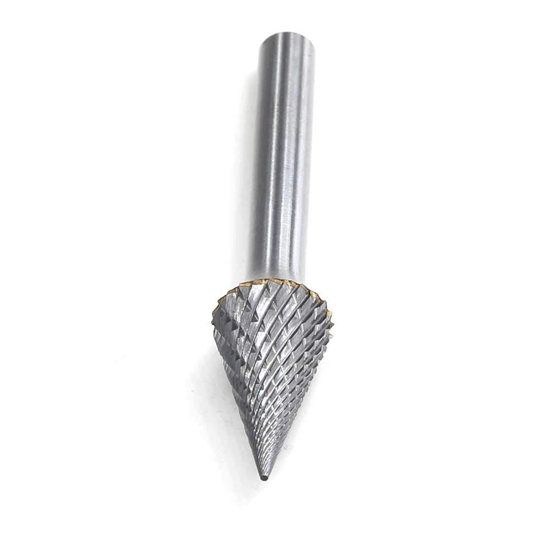 YUFUTOL SM-5 Tungsten Carbide Burr Pointed Cone Shape Double Cut Rotary Burrs File(1/2''cutter Dia ， 1''Cutter Length) with 1/4'' (6.35mm) Shank dia - LeoForward Australia